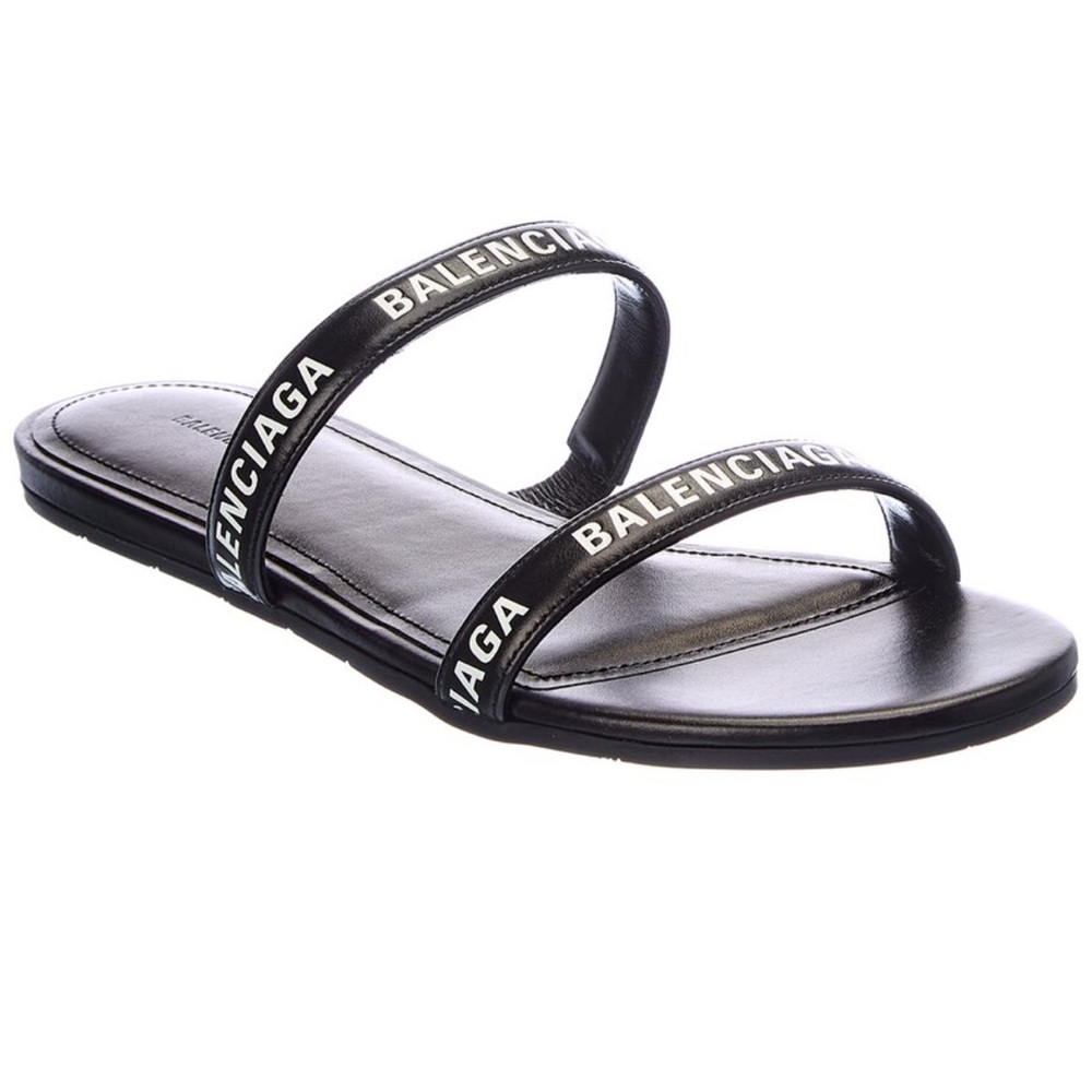Balenciaga logo lettering black sandals